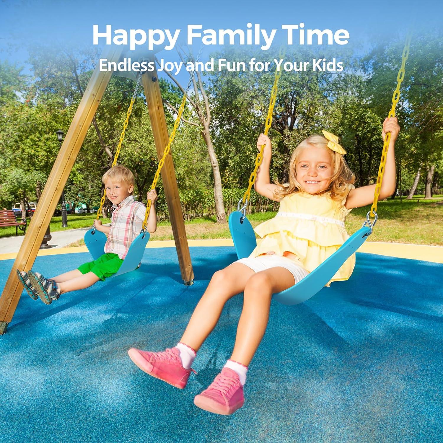 imagePACEARTH 2 Pack Swings Seats Holds 660lbs with 689 inch AntiRust Chains Plastic Coated 236 inch Tree Hanging Straps and Locking Buckles Playground Swing Set Accessories Replacement  GreenSkyblue2 Packs