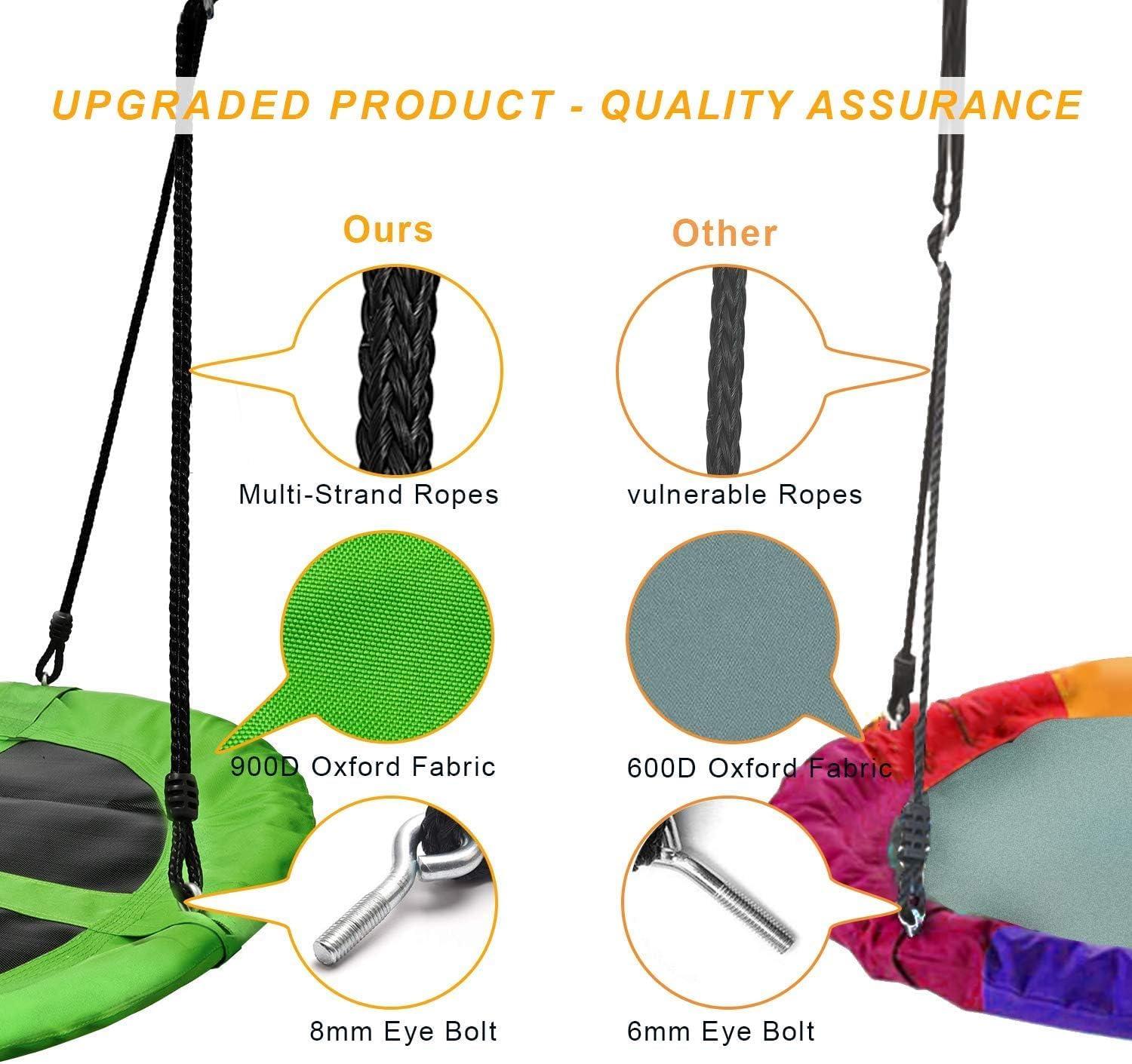 imagePACEARTH 40 Inch Saucer Tree Swing Flying 900lb Weight Capacity 2 Added Hanging Straps Adjustable MultiStrand Ropes Colorful Safe and Durable Swing Seat for ChildrenGreennew