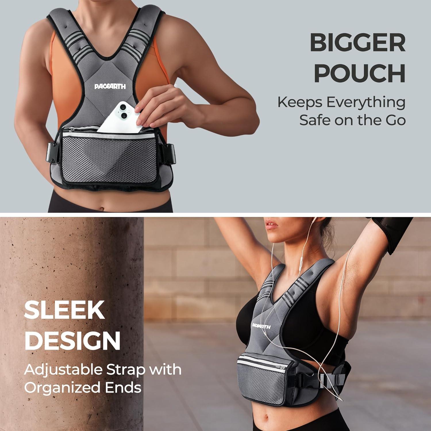 imagePACEARTH Adjustable Weight Vest 410lbs  1120lbs  2032lbs XShape Weighted Vest for Women and Men Home Workout Ironsand Vest with Zipper Pouch and 6 Weight Packs Available in Pink Gray BlackGrey