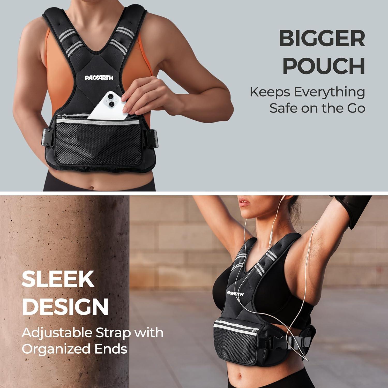 imagePACEARTH Adjustable Weight Vest 410lbs  1120lbs  2032lbs XShape Weighted Vest for Women and Men Home Workout Ironsand Vest with Zipper Pouch and 6 Weight Packs Available in Pink Gray BlackBlack