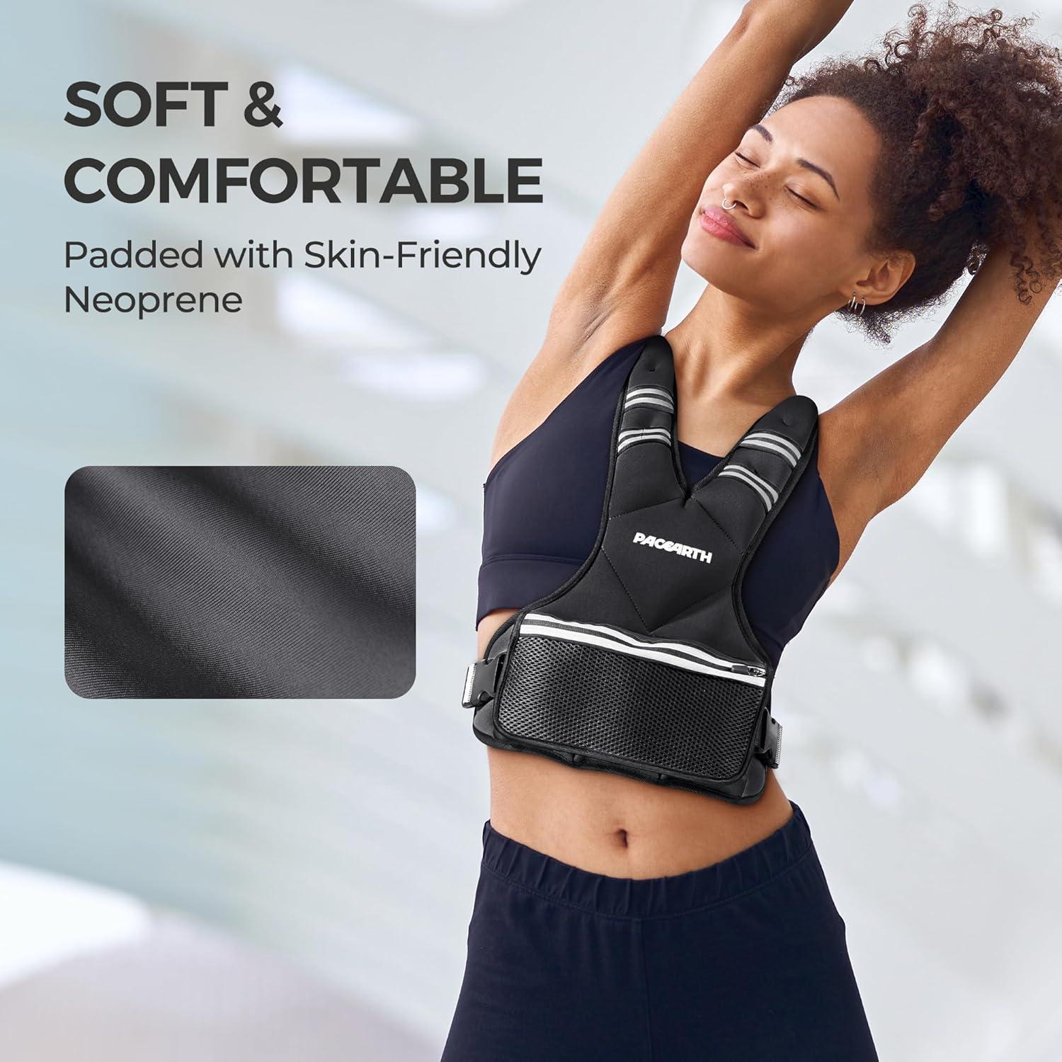 imagePACEARTH Adjustable Weight Vest 410lbs  1120lbs  2032lbs XShape Weighted Vest for Women and Men Home Workout Ironsand Vest with Zipper Pouch and 6 Weight Packs Available in Pink Gray BlackBlack