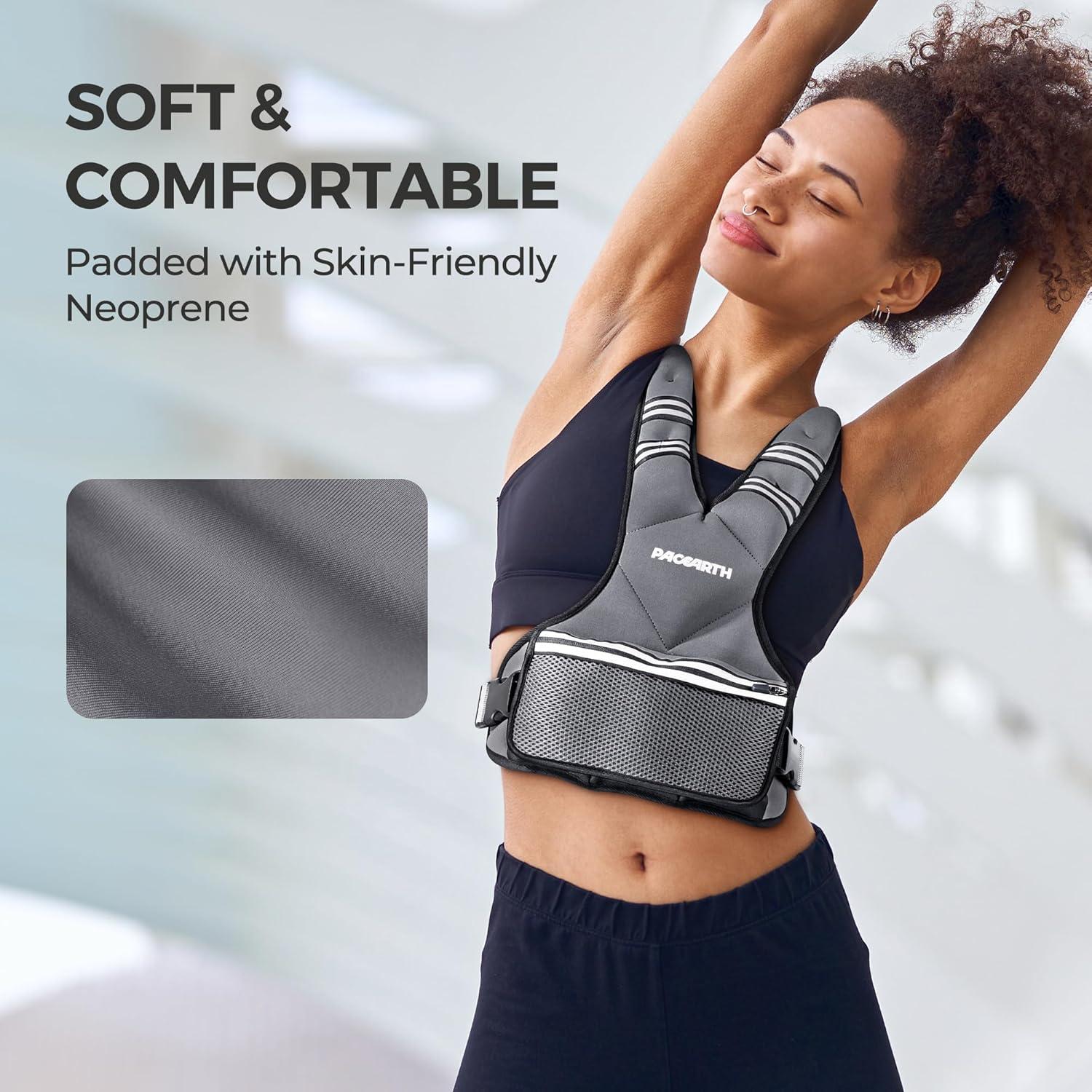imagePACEARTH Adjustable Weight Vest 410lbs  1120lbs  2032lbs XShape Weighted Vest for Women and Men Home Workout Ironsand Vest with Zipper Pouch and 6 Weight Packs Available in Pink Gray BlackGrey