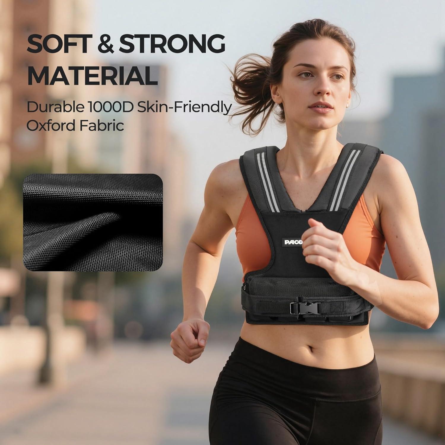 imagePACEARTH Adjustable Weighted Vest for Men ampamp Woman 20lb22lb35lb44lb WeightAdjustable Vest with Addon Iron Blocks for Hardcore Strength Training Weight Exercise CrossFit Running Black20LBS