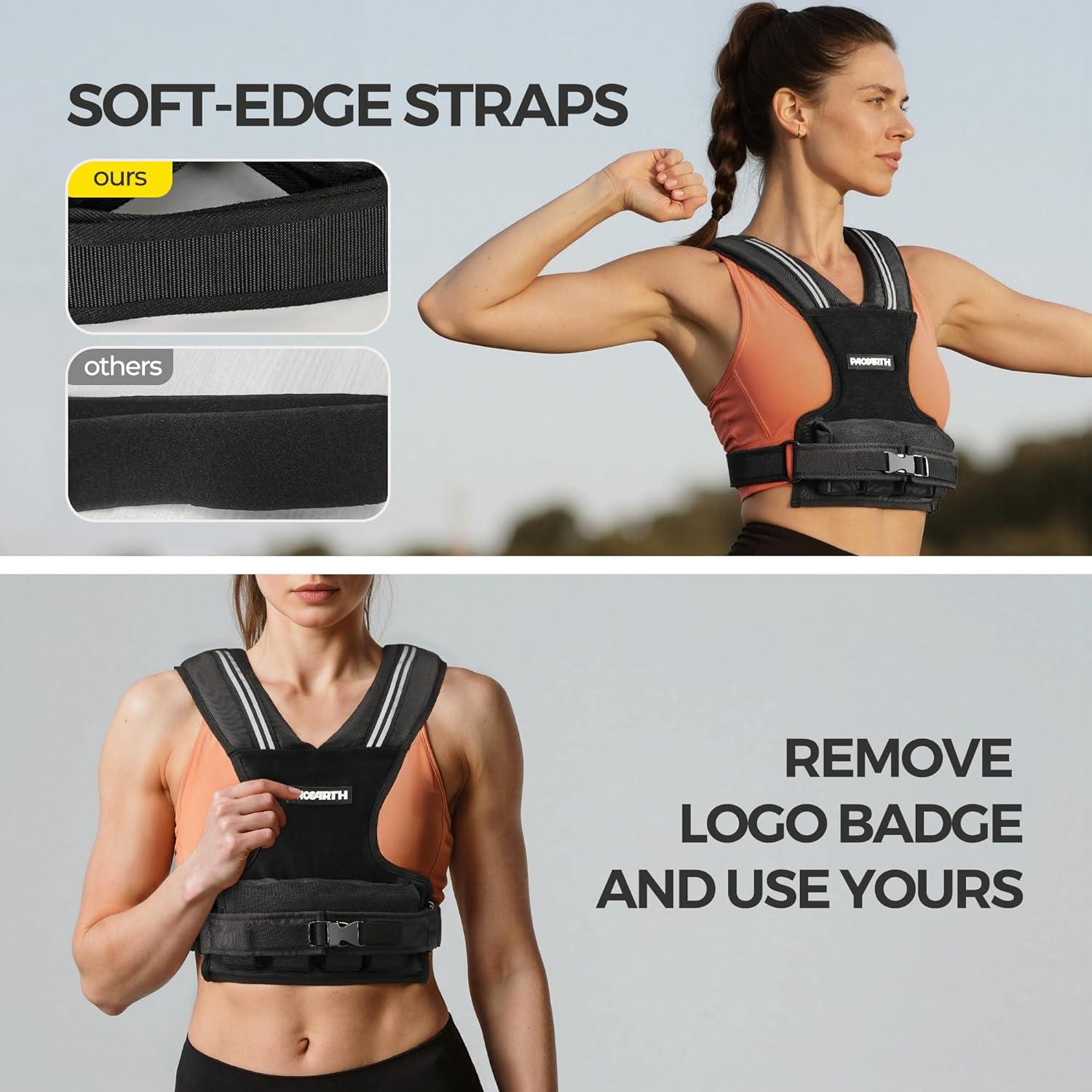 imagePACEARTH Adjustable Weighted Vest for Men ampamp Woman 20lb22lb35lb44lb WeightAdjustable Vest with Addon Iron Blocks for Hardcore Strength Training Weight Exercise CrossFit Running Black20LBS