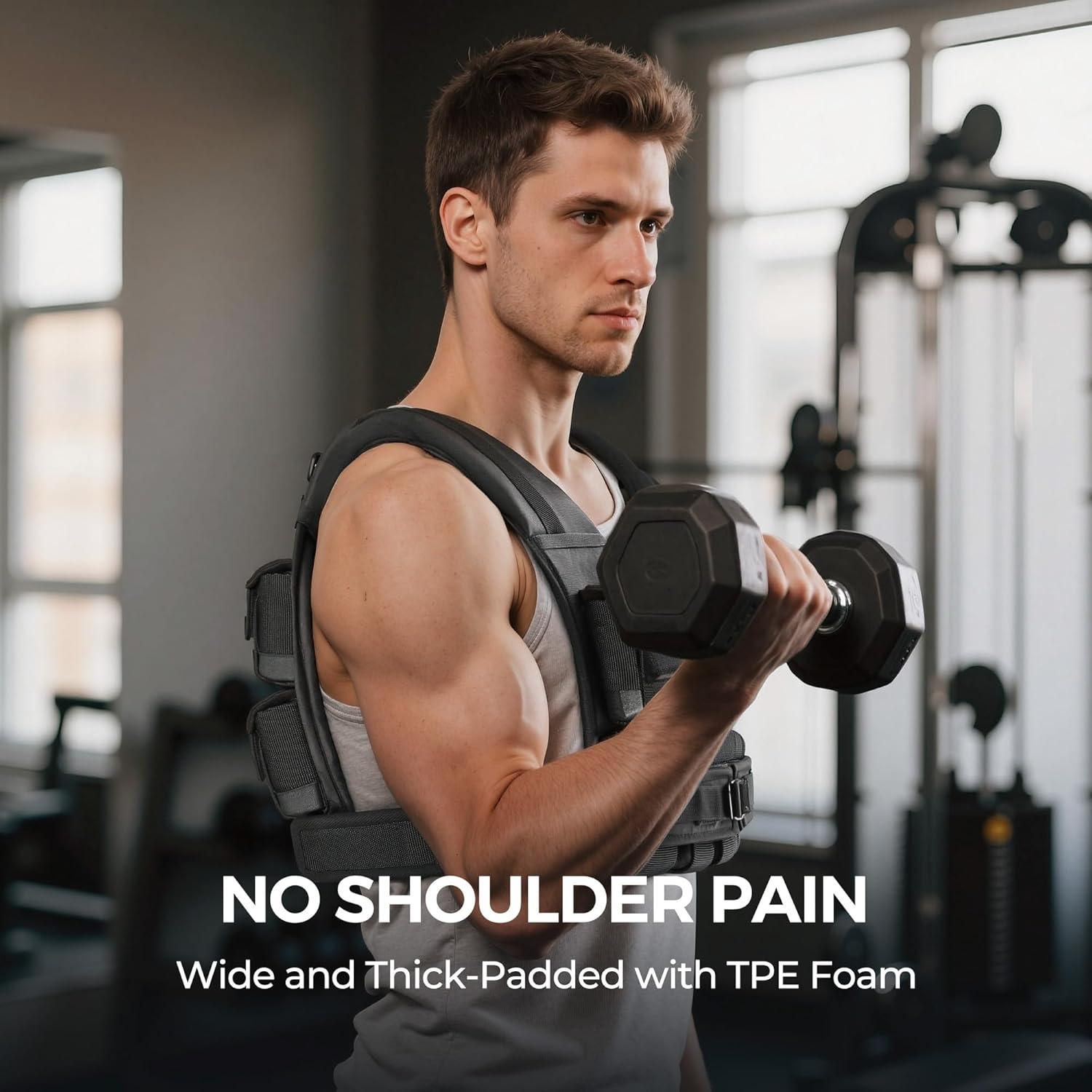 imagePACEARTH Adjustable Weighted Vest for Men ampamp Woman 20lb22lb35lb44lb WeightAdjustable Vest with Addon Iron Blocks for Hardcore Strength Training Weight Exercise CrossFit Running Black35LBS