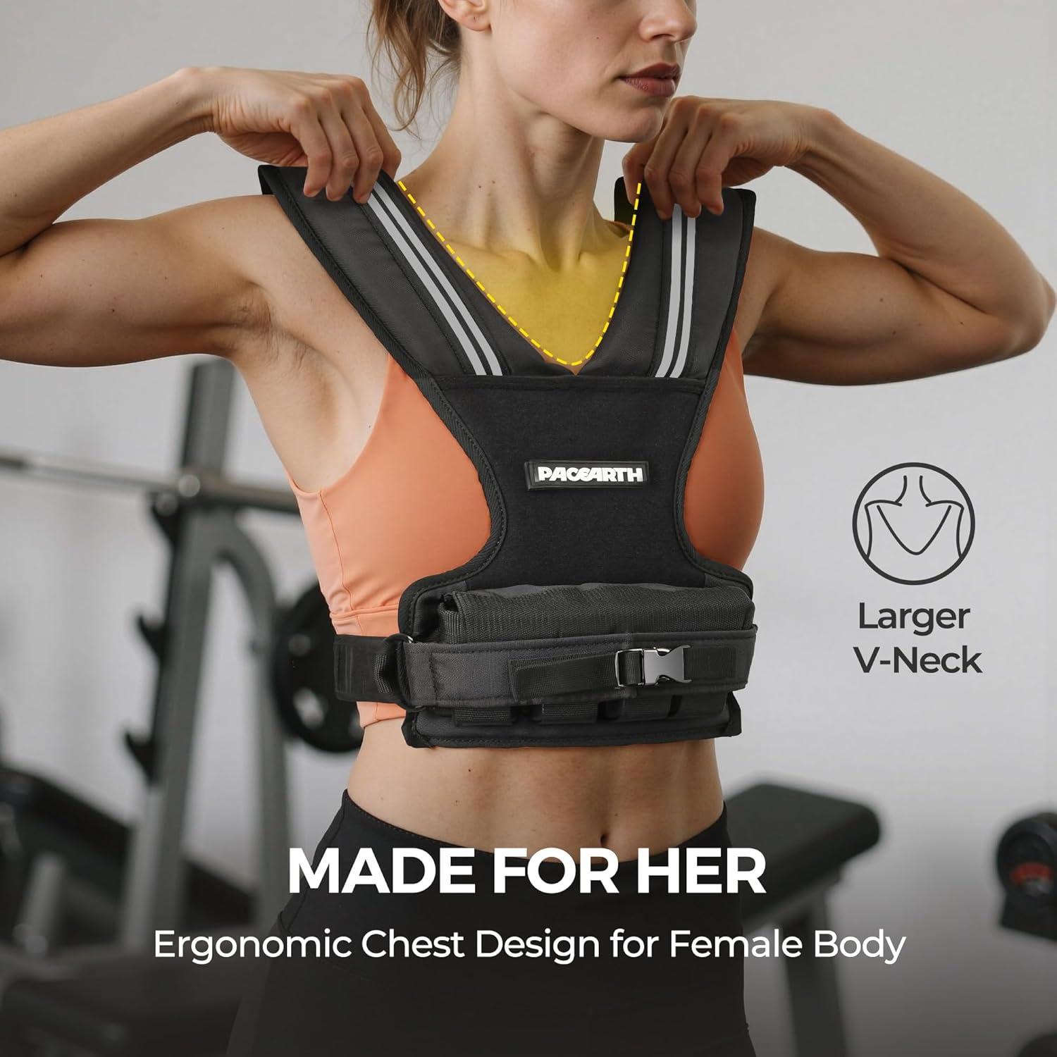imagePACEARTH Adjustable Weighted Vest for Men ampamp Woman 20lb22lb35lb44lb WeightAdjustable Vest with Addon Iron Blocks for Hardcore Strength Training Weight Exercise CrossFit Running Black20LBS