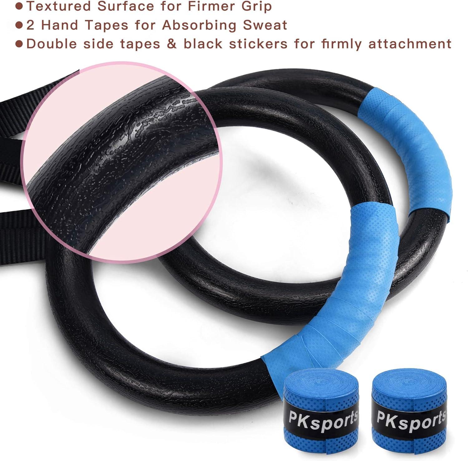 imagePACEARTH Gymnastic Rings 1100lbs Capacity with 1476ft Adjustable Buckle Straps Pull Up Exercise Rings NonSlip Rings for Home Gym Full Body WorkoutBlack