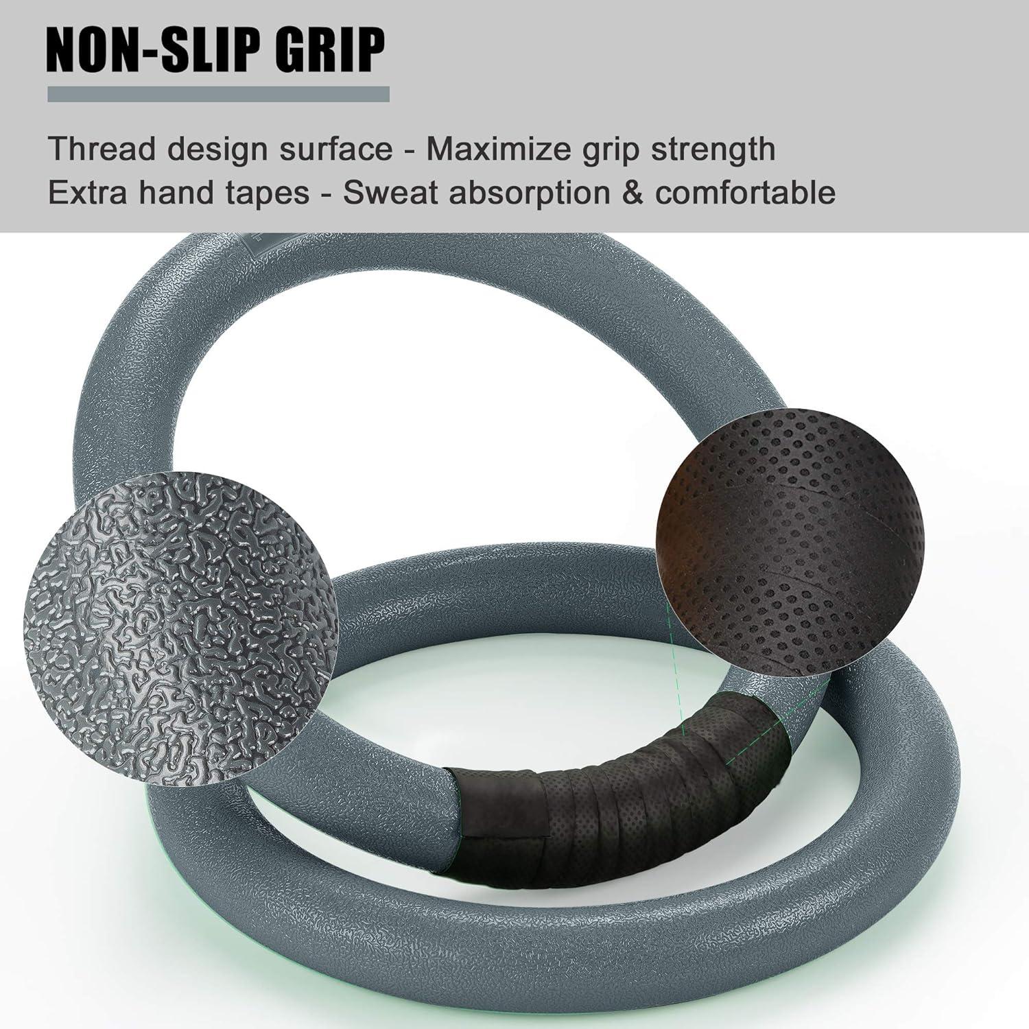 imagePACEARTH Gymnastic Rings 1100lbs Capacity with 1476ft Adjustable Buckle Straps Pull Up Exercise Rings NonSlip Rings for Home Gym Full Body WorkoutGrey