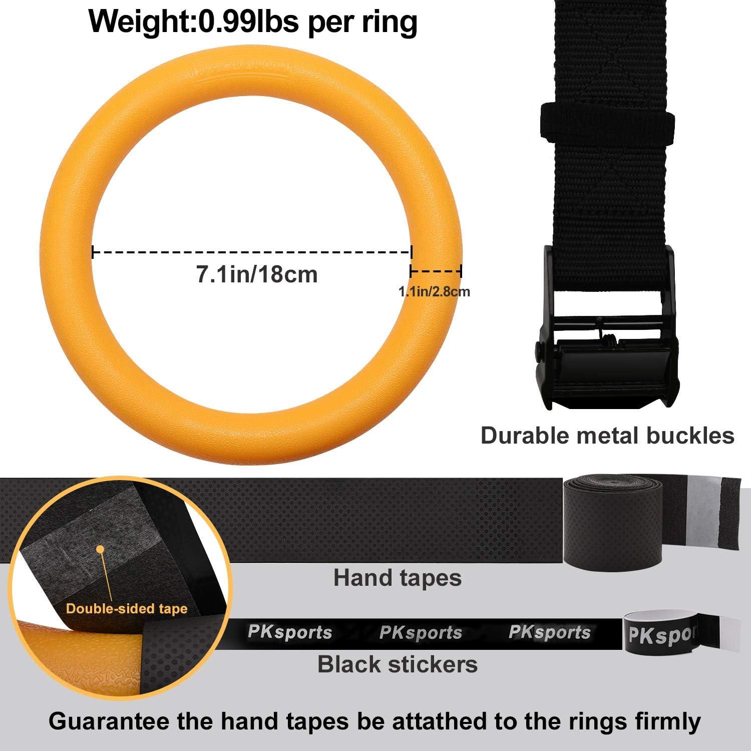 imagePACEARTH Gymnastic Rings 1100lbs Capacity with 1476ft Adjustable Buckle Straps Pull Up Exercise Rings NonSlip Rings for Home Gym Full Body WorkoutYellow