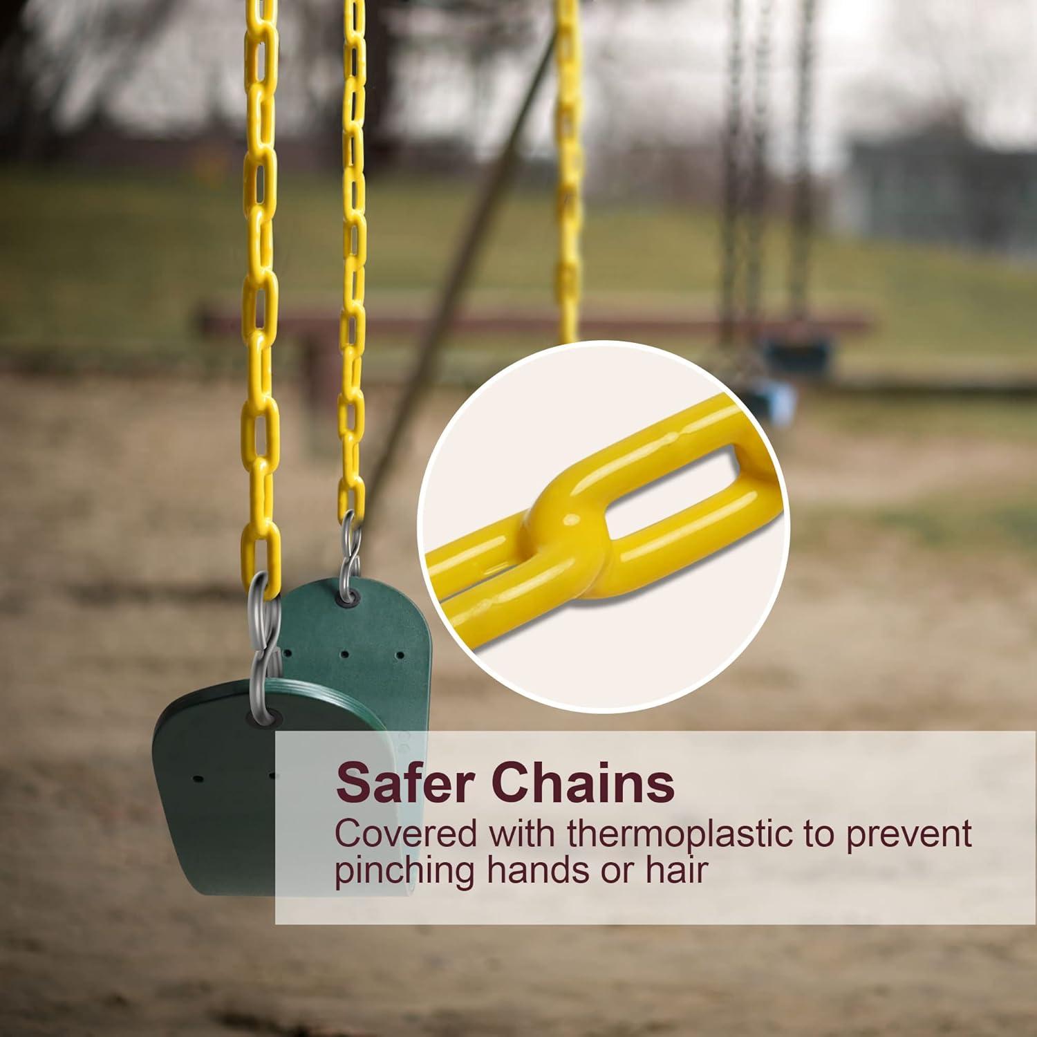 imagePACEARTH Swing Seat Support 660lb with 689 inch AntiRust Chains Plastic Coated 236 inch Tree Hanging Straps and Locking Buckles Outdoor Playground Tree SwingGreenGreen