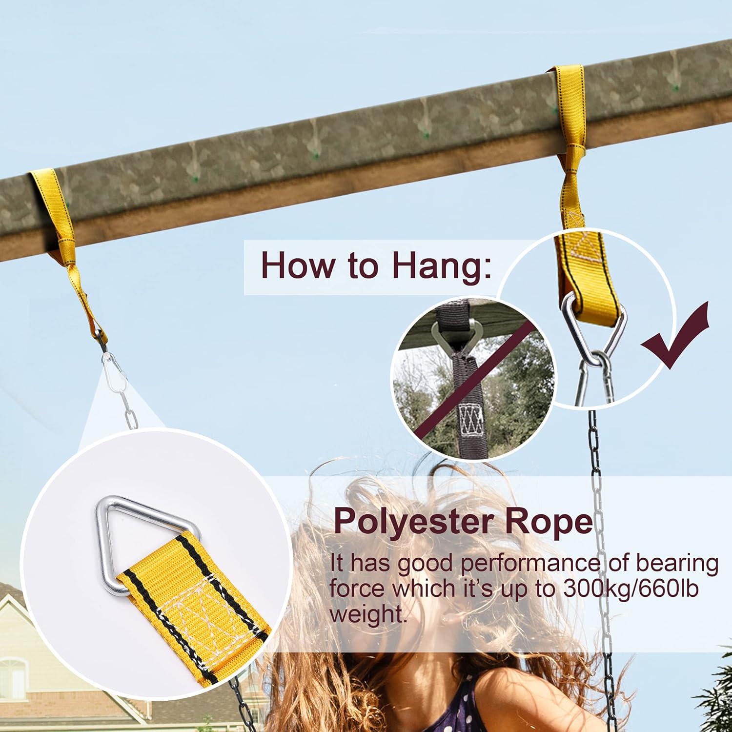 imagePACEARTH Swing Seat Support 660lb with 689 inch AntiRust Chains Plastic Coated 236 inch Tree Hanging Straps and Locking Buckles Outdoor Playground Tree SwingGreenBlue  1 Pack