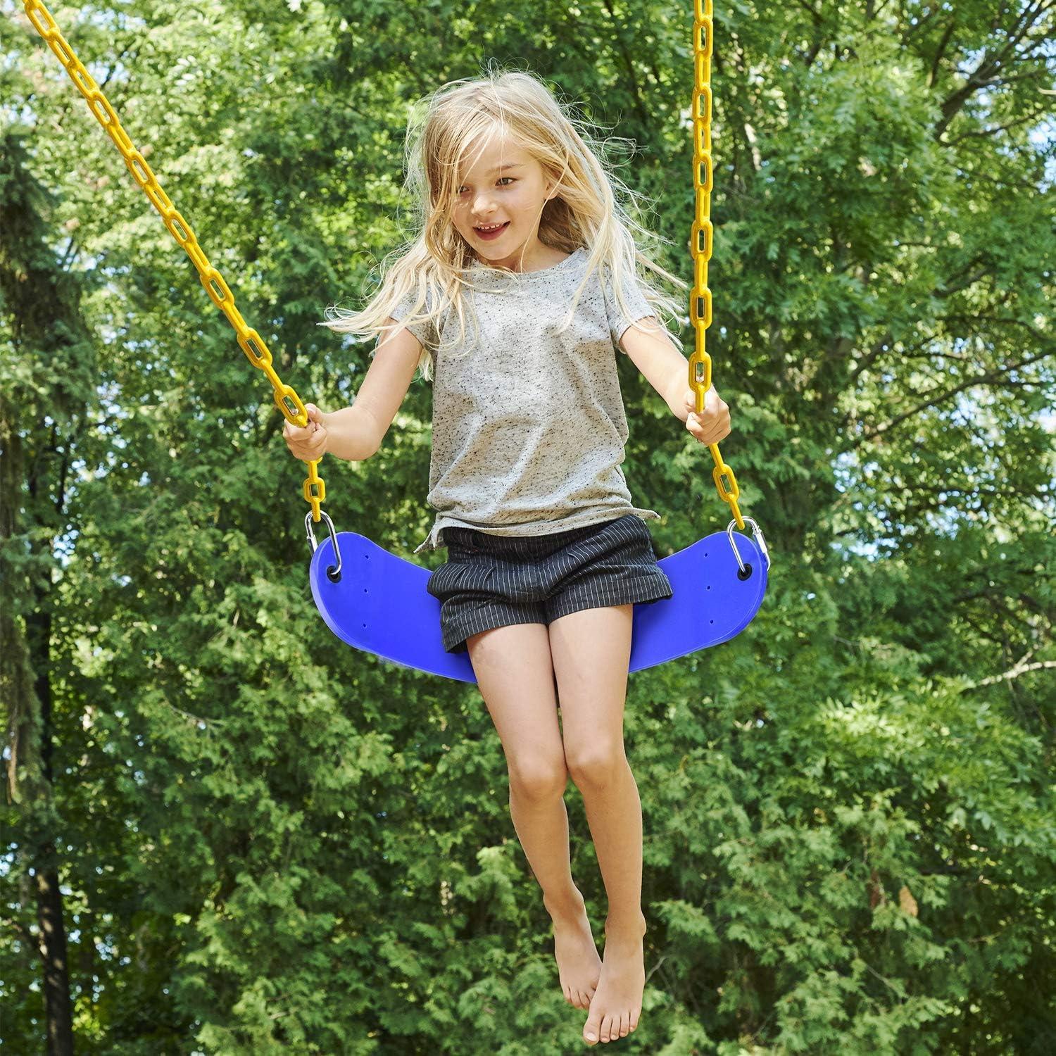 imagePACEARTH Swing Seat Support 660lb with 689 inch AntiRust Chains Plastic Coated 236 inch Tree Hanging Straps and Locking Buckles Outdoor Playground Tree SwingGreenBlue  1 Pack