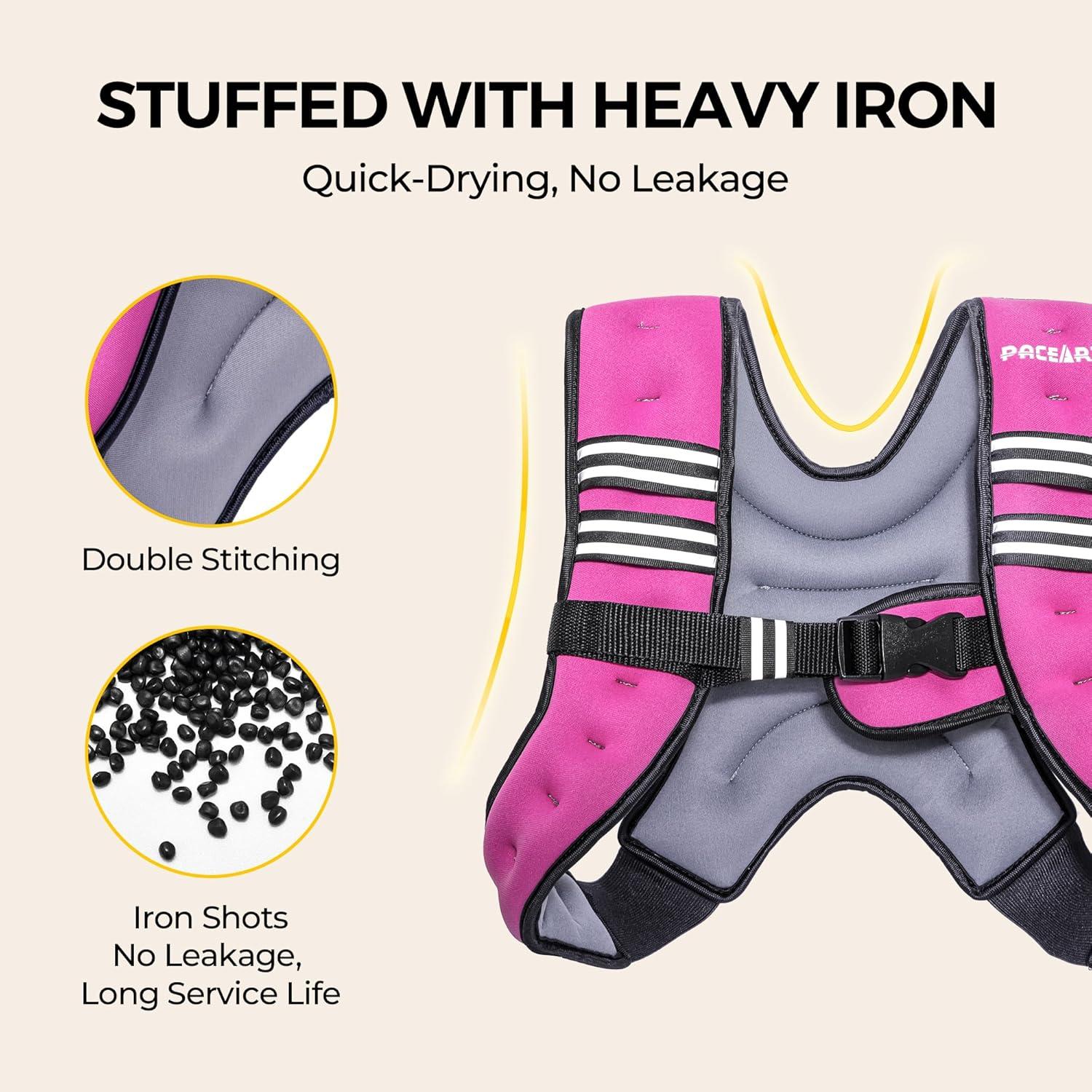 imagePACEARTH Weighted Vest4lb6lb10lb12lb16lb20lb25lb30lb Weight Vest with Reflective Stripe Body Weight Vests Adjustable for Men Women Workout Strength Training Running Walking JoggingPinKGrey