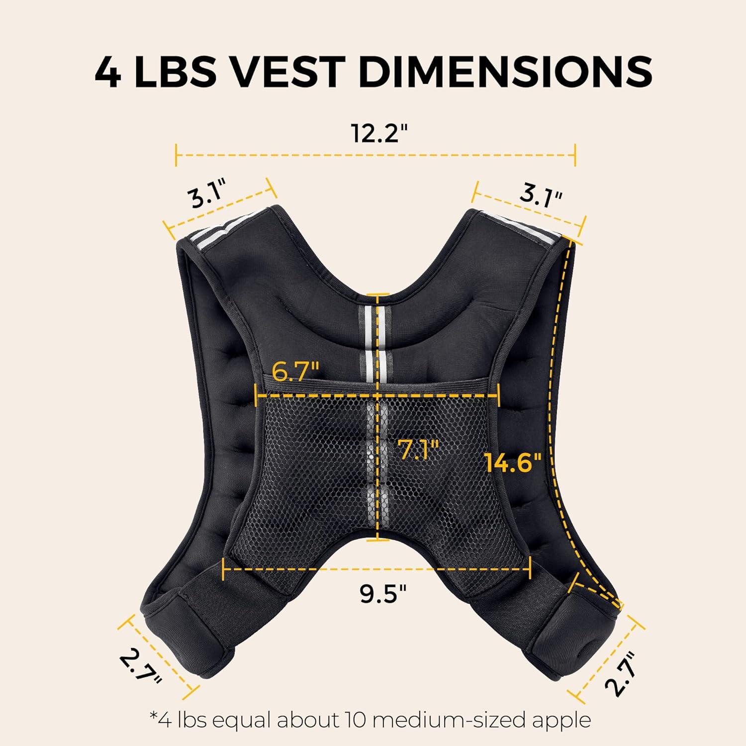 imagePACEARTH Weighted Vest4lb6lb10lb12lb16lb20lb25lb30lb Weight Vest with Reflective Stripe Body Weight Vests Adjustable for Men Women Workout Strength Training Running Walking JoggingBlack