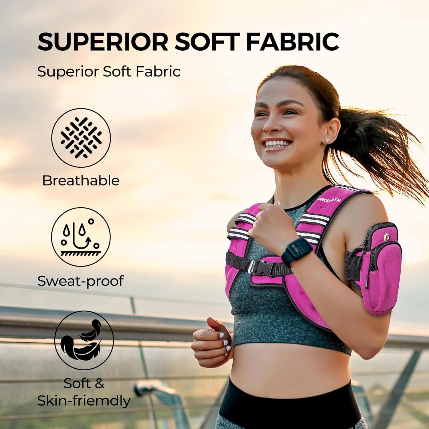 imagePACEARTH Weighted Vest4lb6lb10lb12lb16lb20lb25lb30lb Weight Vest with Reflective Stripe Body Weight Vests Adjustable for Men Women Workout Strength Training Running Walking JoggingPinKGrey