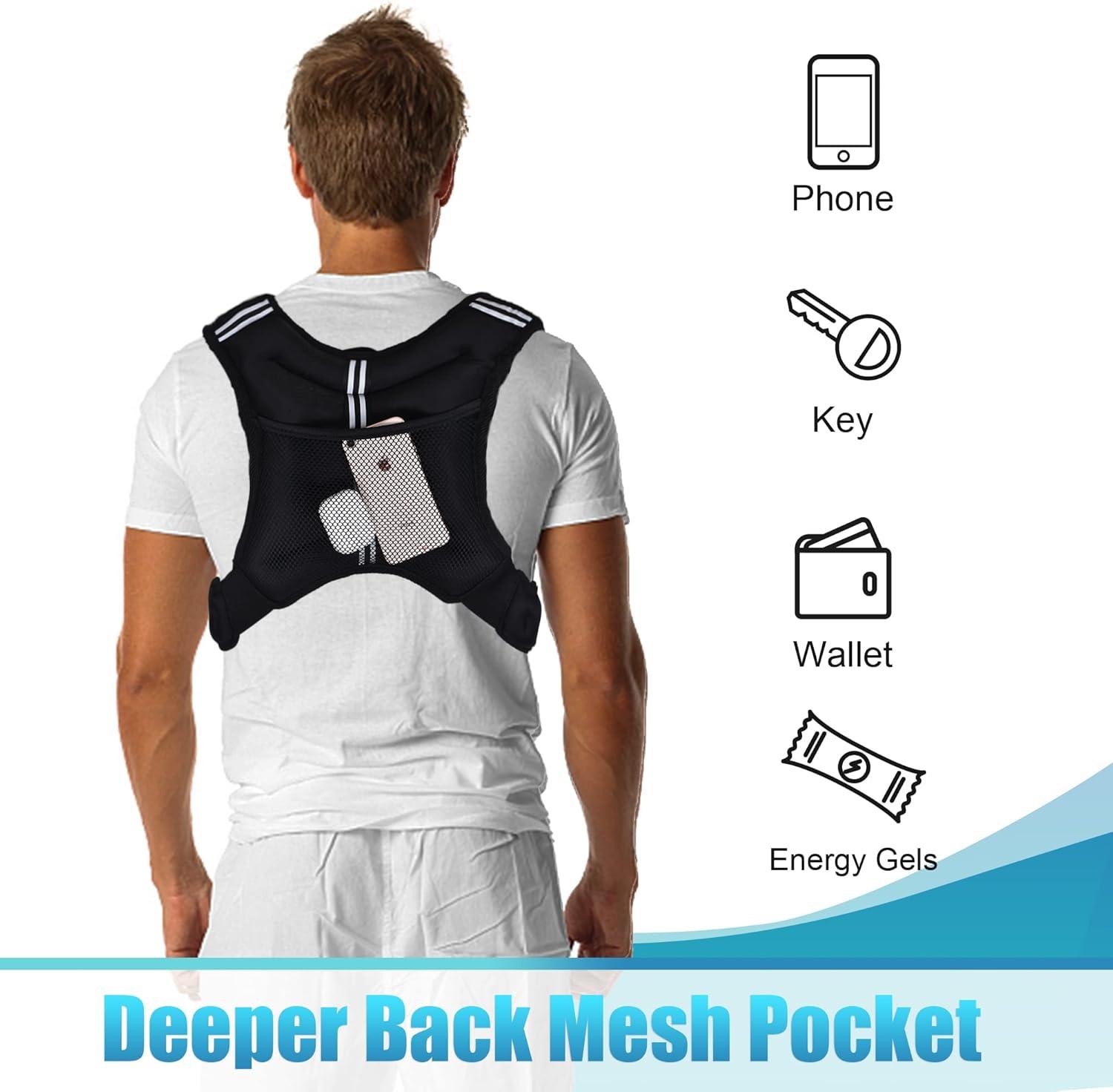 imagePACEARTH Weighted Vest4lb6lb10lb12lb16lb20lb25lb30lb Weight Vest with Reflective Stripe Body Weight Vests Adjustable for Men Women Workout Strength Training Running Walking JoggingBlack
