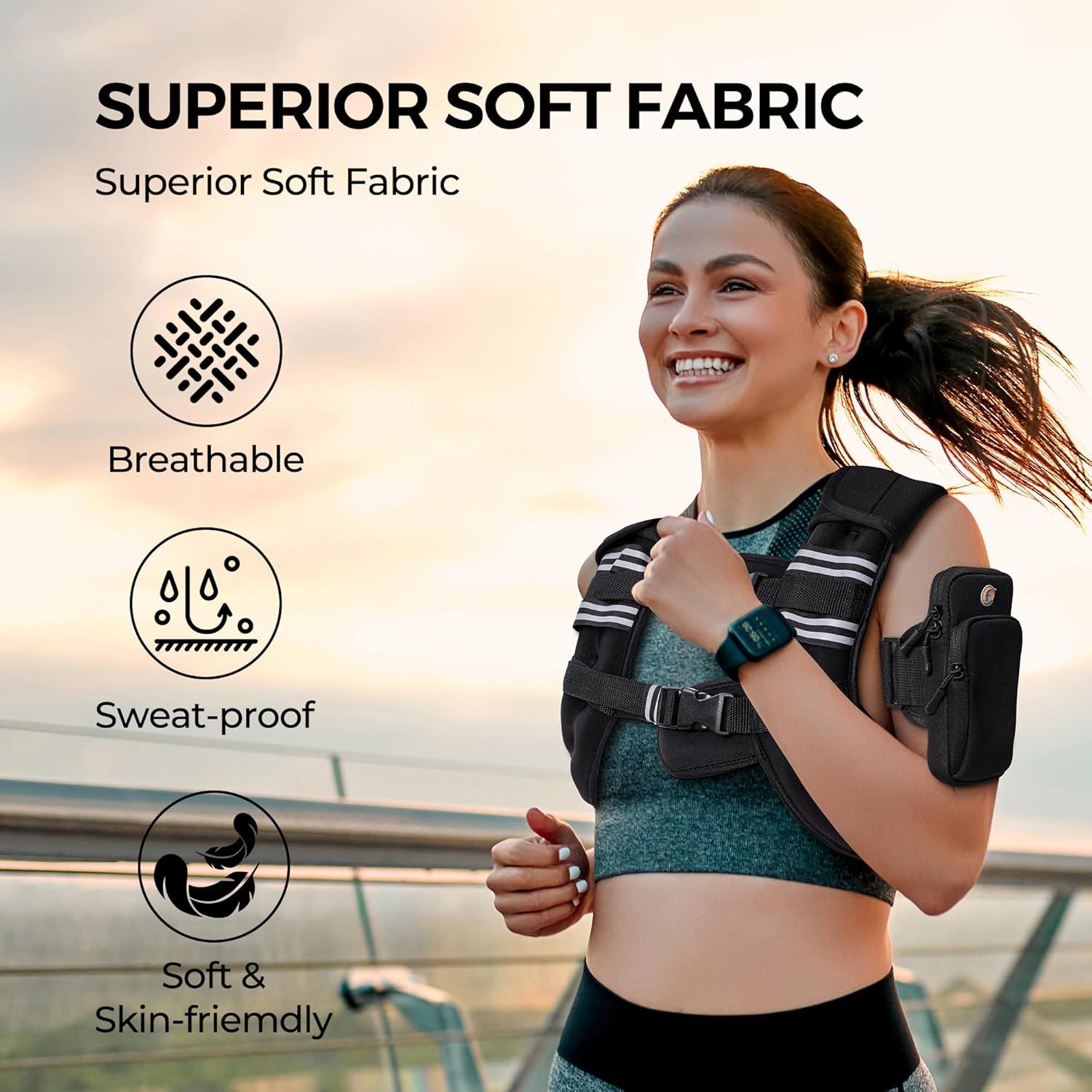 imagePACEARTH Weighted Vest4lb6lb10lb12lb16lb20lb25lb30lb Weight Vest with Reflective Stripe Body Weight Vests Adjustable for Men Women Workout Strength Training Running Walking JoggingBlack