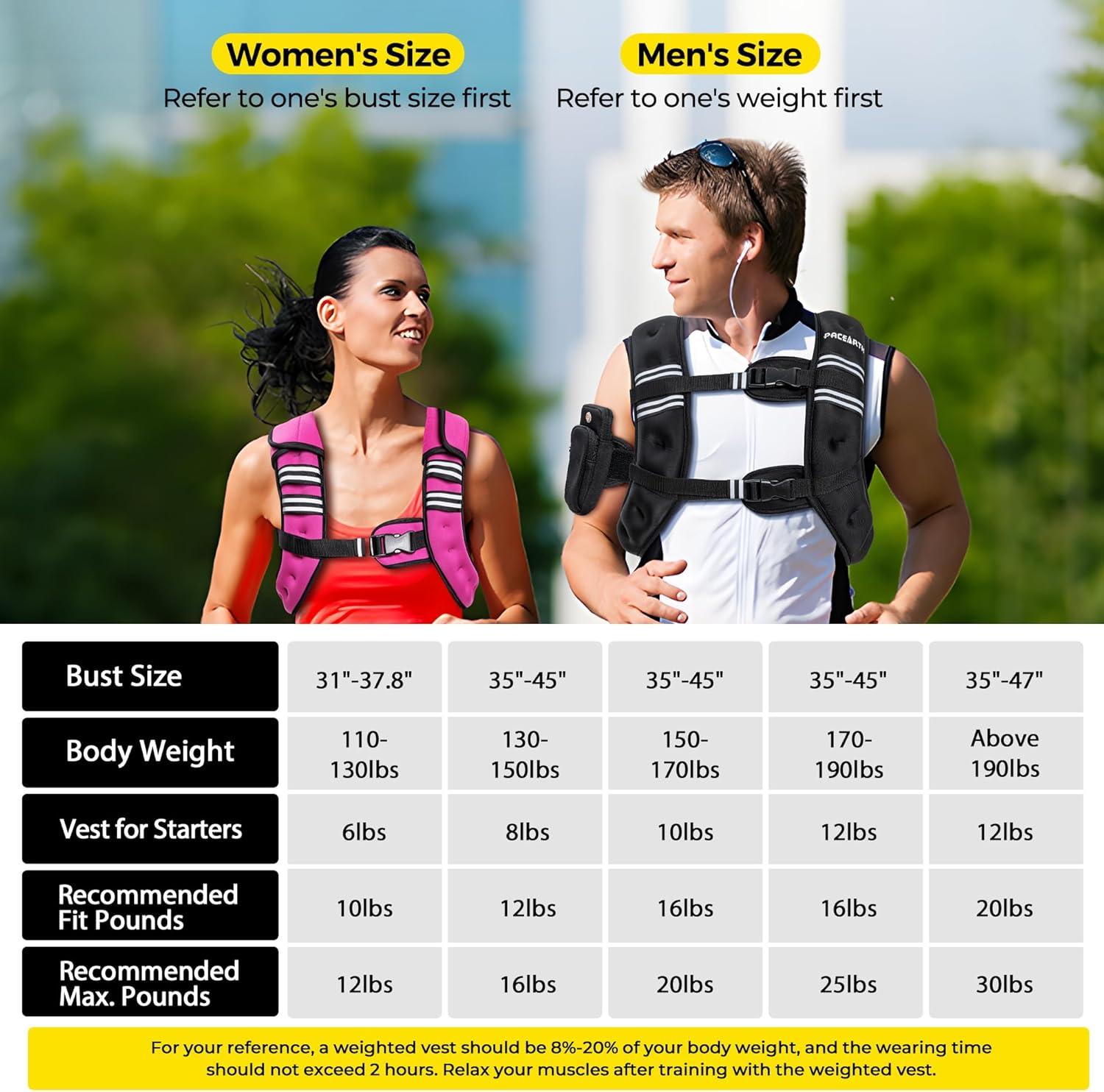 imagePACEARTH Weighted Vest4lb6lb10lb12lb16lb20lb25lb30lb Weight Vest with Reflective Stripe Body Weight Vests Adjustable for Men Women Workout Strength Training Running Walking JoggingPink