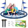 imagePACEARTH 40 Spider Web Saucer Swing for Kids ampamp Adults Max 700LBS Heavy Duty Net Swing with Rustproof Hardware 3X Durable Tree Straps and Swivel Included for Trees and Structures GreenBlue