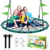 imagePACEARTH 40 Spider Web Saucer Swing for Kids ampamp Adults Max 700LBS Heavy Duty Net Swing with Rustproof Hardware 3X Durable Tree Straps and Swivel Included for Trees and Structures GreenGreen