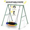 imagePACEARTH 440lbs Capacity Flying Saucer Swing Set with Heavy Duty AFrame Metal Swing Stand Full Steel Outdoor for Kids Backyard Playground Outdoor