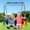 imagePACEARTH 440lbs Capacity Flying Saucer Swing Set with Heavy Duty AFrame Metal Swing Stand Full Steel Outdoor for Kids Backyard Playground OutdoorRainbowRainbow