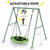 imagePACEARTH 440lbs Capacity Flying Saucer Swing Set with Heavy Duty AFrame Metal Swing Stand Full Steel Outdoor for Kids Backyard Playground OutdoorRainbowGreen