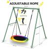 imagePACEARTH 440lbs Capacity Flying Saucer Swing Set with Heavy Duty AFrame Metal Swing Stand Full Steel Outdoor for Kids Backyard Playground OutdoorRainbowRainbow