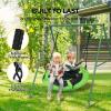 imagePACEARTH 440lbs Capacity Flying Saucer Swing Set with Heavy Duty AFrame Metal Swing Stand Full Steel Outdoor for Kids Backyard Playground OutdoorRainbowGreen