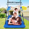 imagePACEARTH Rectangular Tree Swing Set for Children and Adults Heavy Duty Support 700LBS with Foam Protected 8Strand Ropes and Thickened Hardware Easy to Install Outdoor Kids Swing Colorful with FlagsBlue