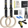 imagePACEARTH Gymnastics Rings Wooden Olympic Rings Support 1500lbs Locked Carabiners 9ft DoubleLayer Numbered Straps NonSlip Gym Rings with Foot Straps Door Anchor for Home Gym Full Body Workout01125 Buckle Rings  Straps  Door Anchor  Foot Straps