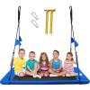 imagePACEARTH Rectangular Tree Swing Set for Children and Adults Heavy Duty Support 700LBS with Foam Protected 8Strand Ropes and Thickened Hardware Easy to Install Outdoor Kids Swing Colorful with FlagsBlue