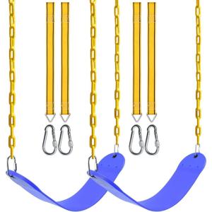 imagePACEARTH 2 Pack Swings Seats Holds 660lbs with 689 inch AntiRust Chains Plastic Coated 236 inch Tree Hanging Straps and Locking Buckles Playground Swing Set Accessories Replacement  GreenBlue2 Packs