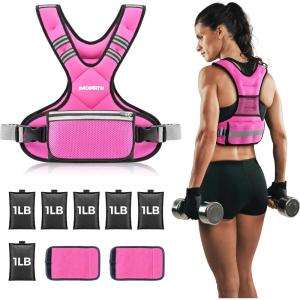 imagePACEARTH Adjustable Weight Vest 410lbs  1120lbs  2032lbs XShape Weighted Vest for Women and Men Home Workout Ironsand Vest with Zipper Pouch and 6 Weight Packs Available in Pink Gray BlackPink