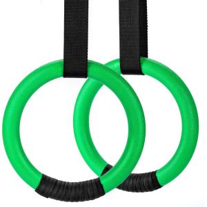 imagePACEARTH Gymnastic Rings 1100lbs Capacity with 1476ft Adjustable Buckle Straps Pull Up Exercise Rings NonSlip Rings for Home Gym Full Body WorkoutGreen