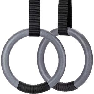 imagePACEARTH Gymnastic Rings 1100lbs Capacity with 1476ft Adjustable Buckle Straps Pull Up Exercise Rings NonSlip Rings for Home Gym Full Body WorkoutGrey