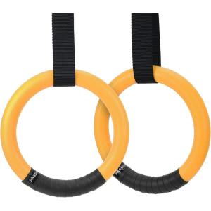 imagePACEARTH Gymnastic Rings 1100lbs Capacity with 1476ft Adjustable Buckle Straps Pull Up Exercise Rings NonSlip Rings for Home Gym Full Body WorkoutYellow