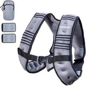 imagePACEARTH Weighted Vest4lb6lb10lb12lb16lb20lb25lb30lb Weight Vest with Reflective Stripe Body Weight Vests Adjustable for Men Women Workout Strength Training Running Walking JoggingGrey
