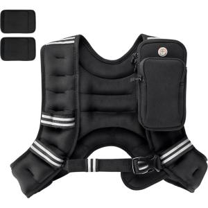 imagePACEARTH Weighted Vest4lb6lb10lb12lb16lb20lb25lb30lb Weight Vest with Reflective Stripe Body Weight Vests Adjustable for Men Women Workout Strength Training Running Walking JoggingBlack