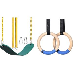 imagePACEARTH Swing Seat Gymnastics Rings Wooden Olympic Rings